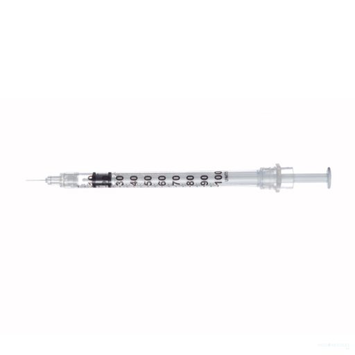 0.5mL | 30G x 5/16" - SOL-CARE™ 100089IM Insulin Safety Syringe with Fixed Needle | 100 per Box