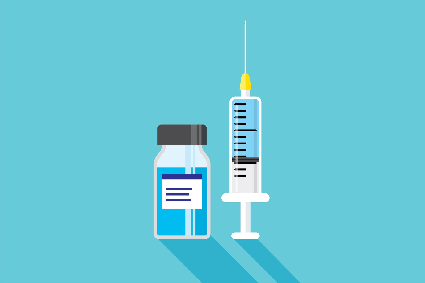 Illustration of syringes with the text "LDS Syringes increase the number of doses from each vial""