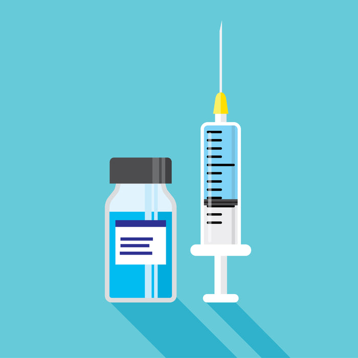 Illustration of syringes with the text "LDS Syringes increase the number of doses from each vial""