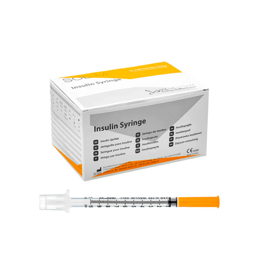 1mL | 30G x 5/16" - SOL-M™ 1613051B Insulin Syringe (U-100 Insulin Only) with Fixed Needle | 100 per Box