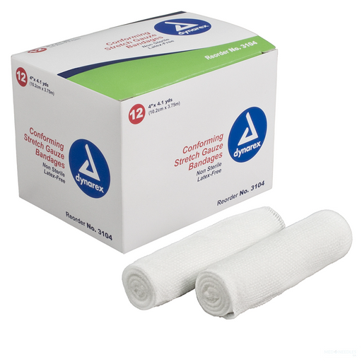 Conforming Stretch Gauze Bandages | 4" x 4.1 Yards | 12 Rolls per Box DYNX-A405