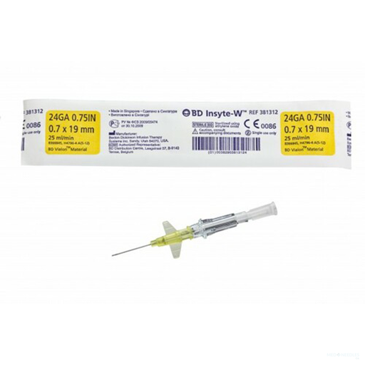 24G x 3/4" - BD Insyte-W™ Peripheral Venous Catheter | Each BD-381312
