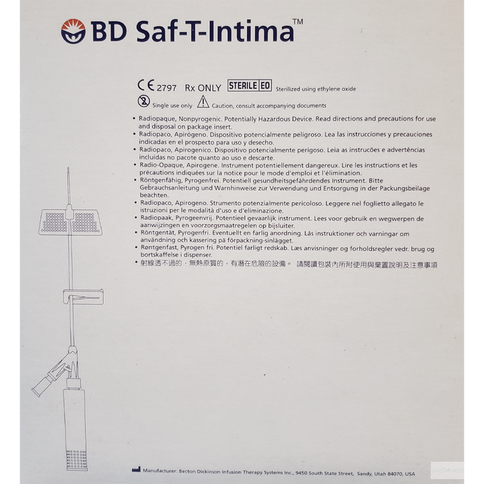 24G x 3/4" - BD Saf-T-Intima | Système de sécurité IV avec adaptateur en Y | Chacun