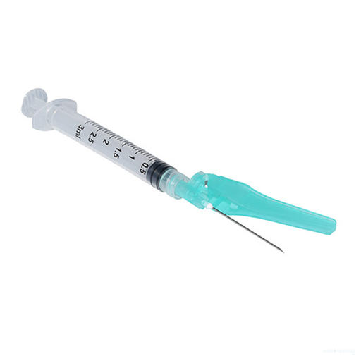 3mL | 21G x 1 - SOL-CARE 32110SN Luer Lock Safety Syringe with Safety Needle | 50 per Box