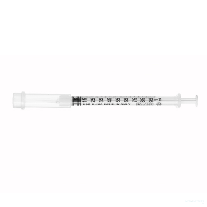 0.5mL | 31G x 5/16" - SOL-GUARD™ 2531516SG Insulin Safety Syringe with Fixed Needle | U-100 | 100 per Box
