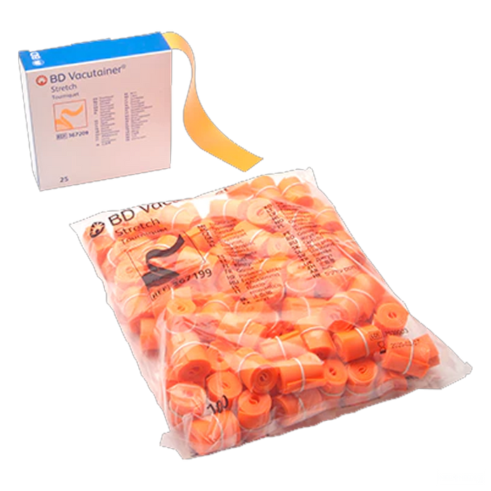 Garrot Stretch Vacutainer® Single Use Tourniquet | 1" x 18", Orange | Box of 25
